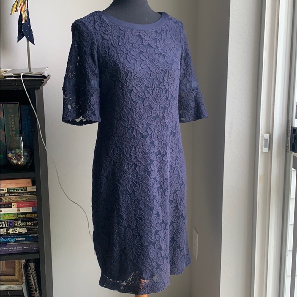 Navy Lace Midi Dress